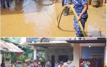 Hadir Untuk Rakyat, Prajurit Lanud Haluoleo Bantu Korban Banjir Kali Wanggu Kota Kendari
