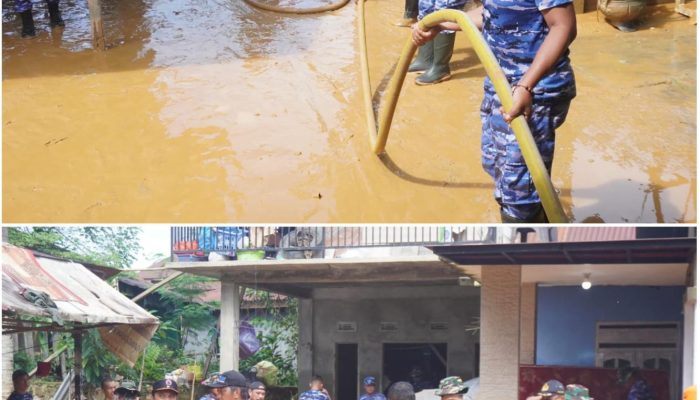 Hadir Untuk Rakyat, Prajurit Lanud Haluoleo Bantu Korban Banjir Kali Wanggu Kota Kendari