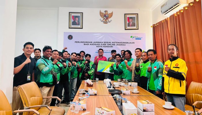 BPJS Ketenagakerjaan Sultra Kolaborasi dengan Asosiasi Ojek Online Kota Kendari Dorong Kepesertaan