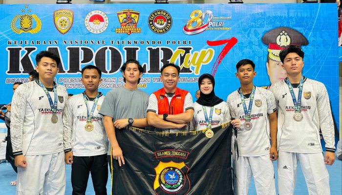 Tim Taekwondo Polda Sultra Raih 5 Medali di Kejurnas Taekwondo Kapolri Cup ke 7