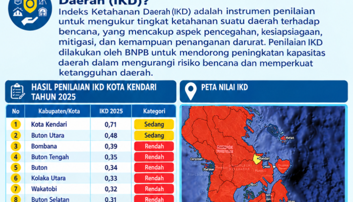 Tangguh Hadapi Bencana, Kota Kendari Catat IKD Tertinggi se Sultra